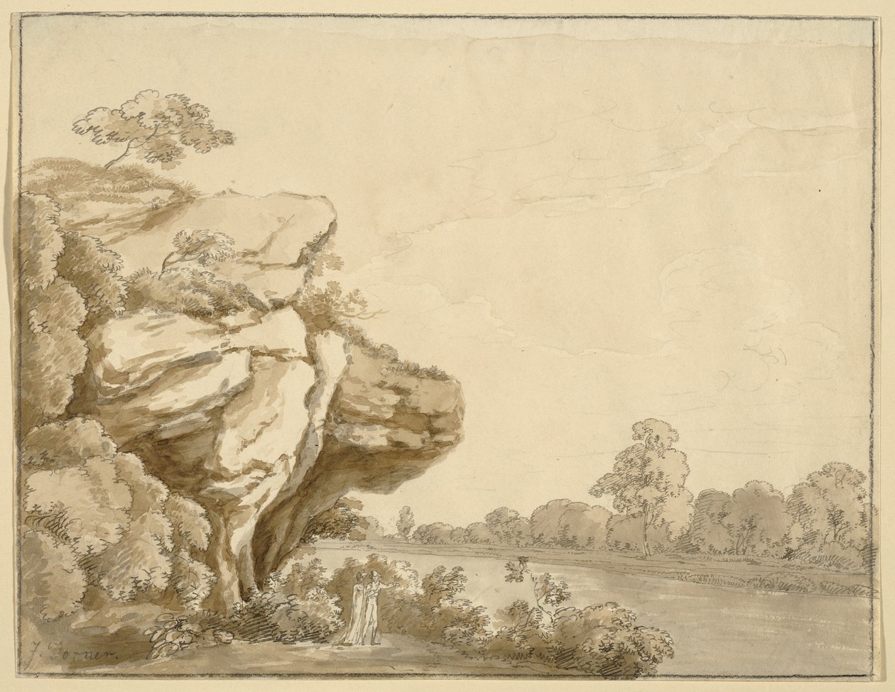 Herr und Dame in Landschaft von Johann Jakob Dorner der Jüngere