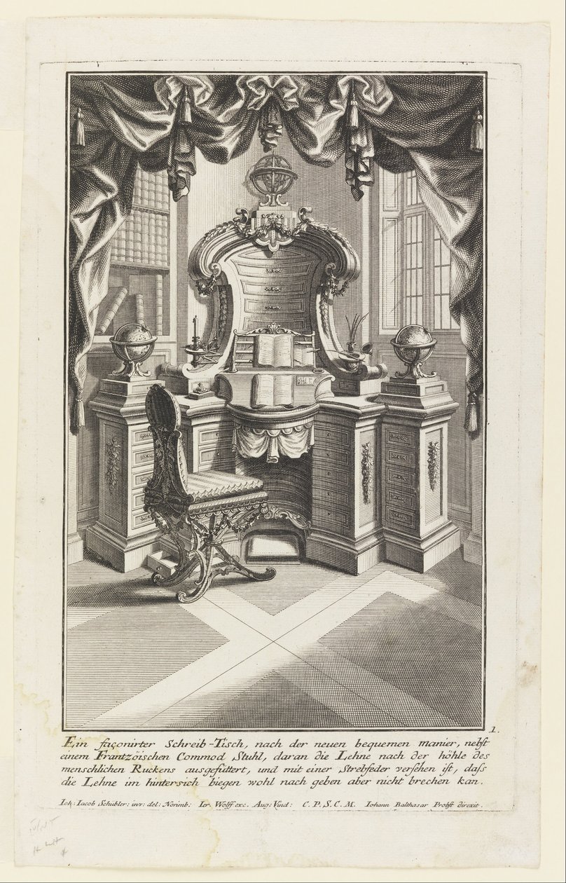 Ein faconierter Schreibtisch... von Johann Jakob Schübler