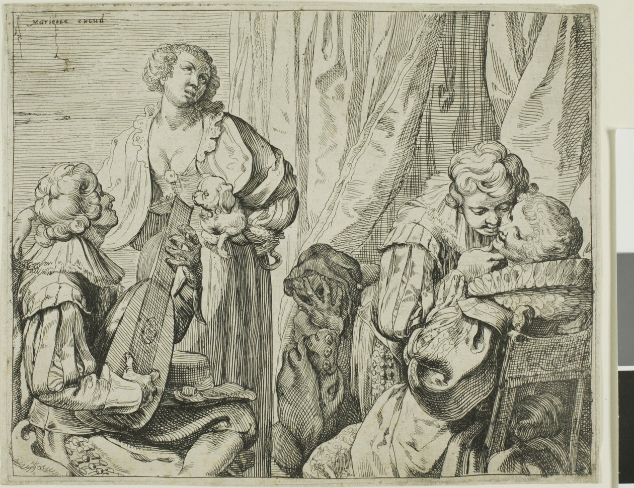 Innenraum mit zwei Liebespaaren und einem Narren von Johann Liss