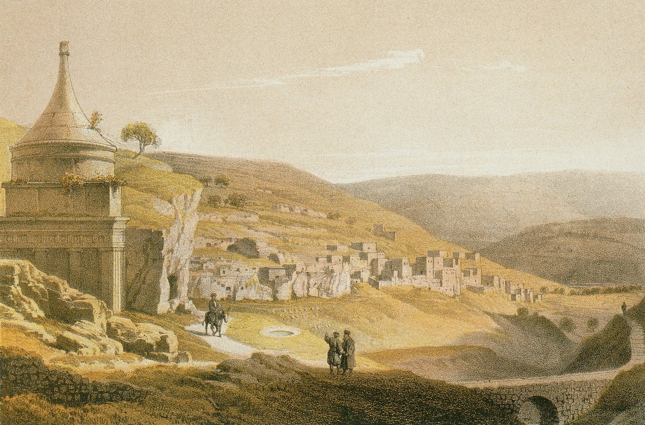 Das Grab von Absalom und Siloan. Radierung von Bernatz et alii - Steinkopk J.F. Editore von Johann Martin Bernatz