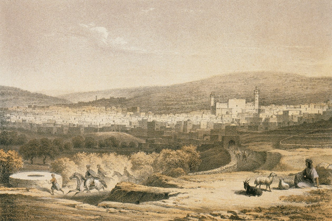 Ansicht von Bethlehem. Radierung von Bernatz et alii - Steinkopk J.F. Editore von Johann Martin Bernatz