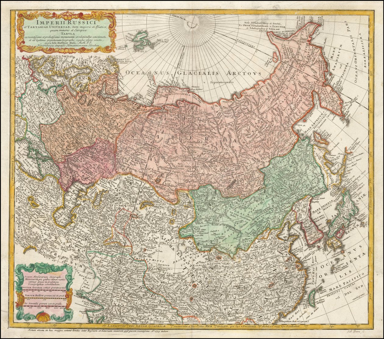 Karte von Russland und Tartary von Johann Matthias Hase, 1730 von Johann Matthias Hase