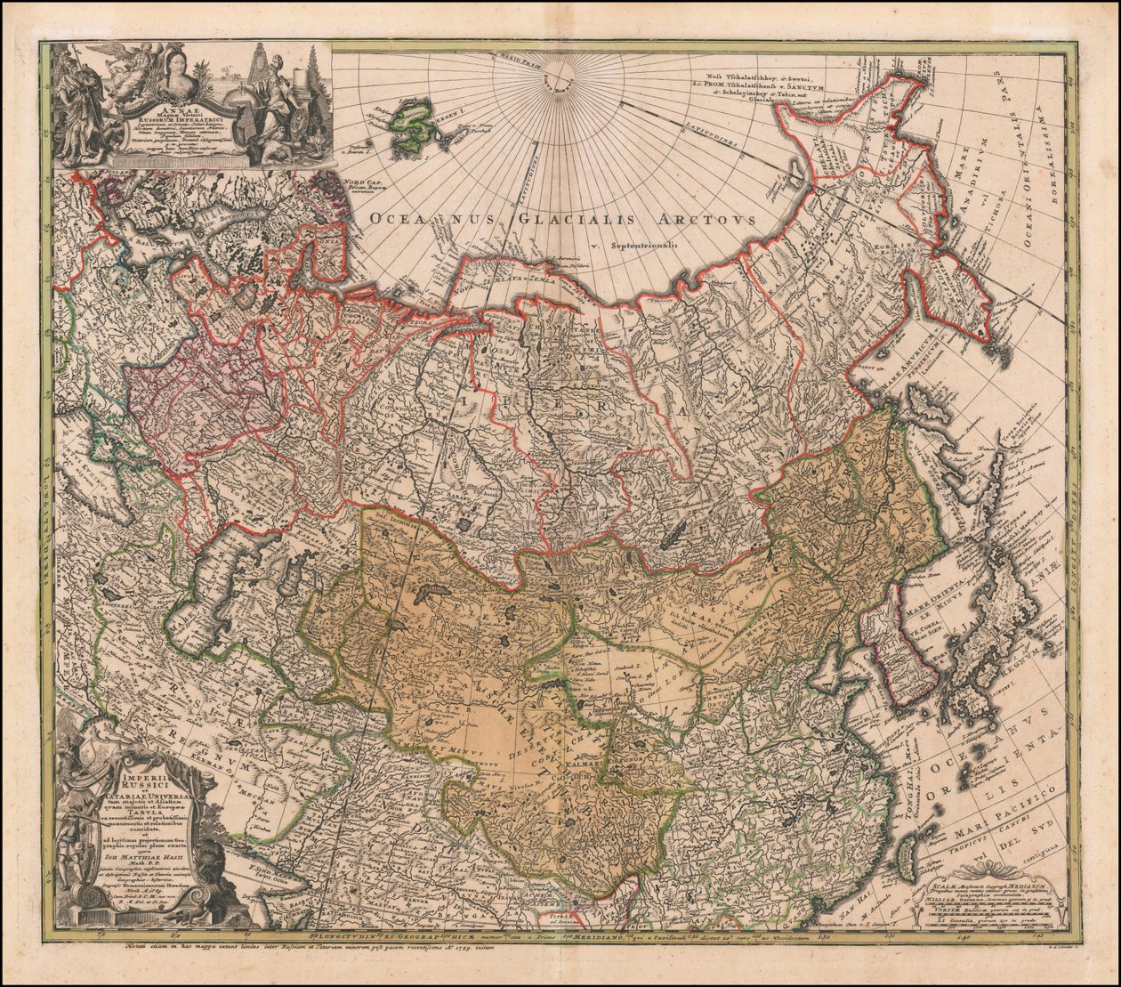 Karte von Russland und Tartary von Johann Matthias Hase, 1739 von Johann Matthias Hase