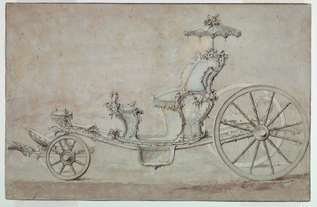Zeichnung, Entwurf für ein Cabriolet, vor 1750 von Johann Michael Hoppenhaupt II