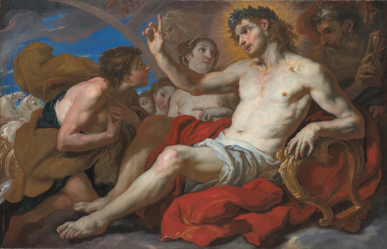Apollo gewährt Phaeton die Erlaubnis, den Sonnenwagen zu lenken, 1690-95 von Johann Michael Rottmayr