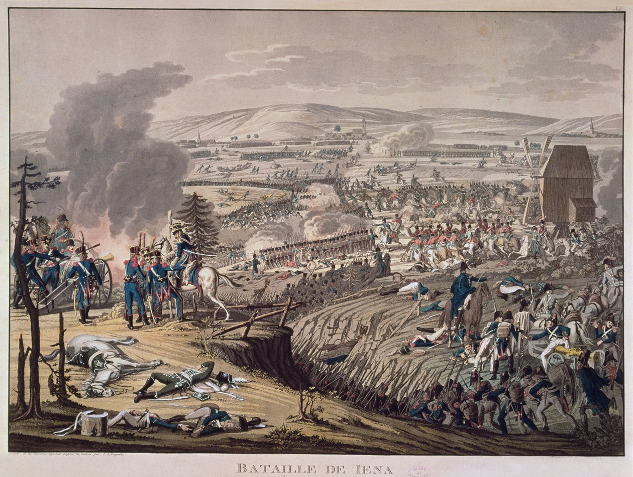Die Schlacht von Jena, mit den Dörfern Klein-Romstedt, Hermstedt und Stobra im Hintergrund von Johann Moritz Rugendas