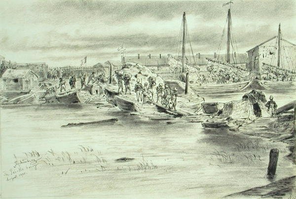 Die Pei-Ho-Brücke, August 1900 von Johann Nepomuk Schonberg
