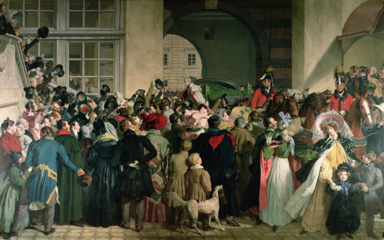 Die Rückkehr von Franz I. von Österreich nach Pressburg am 27. November 1809 von Johann Peter Krafft