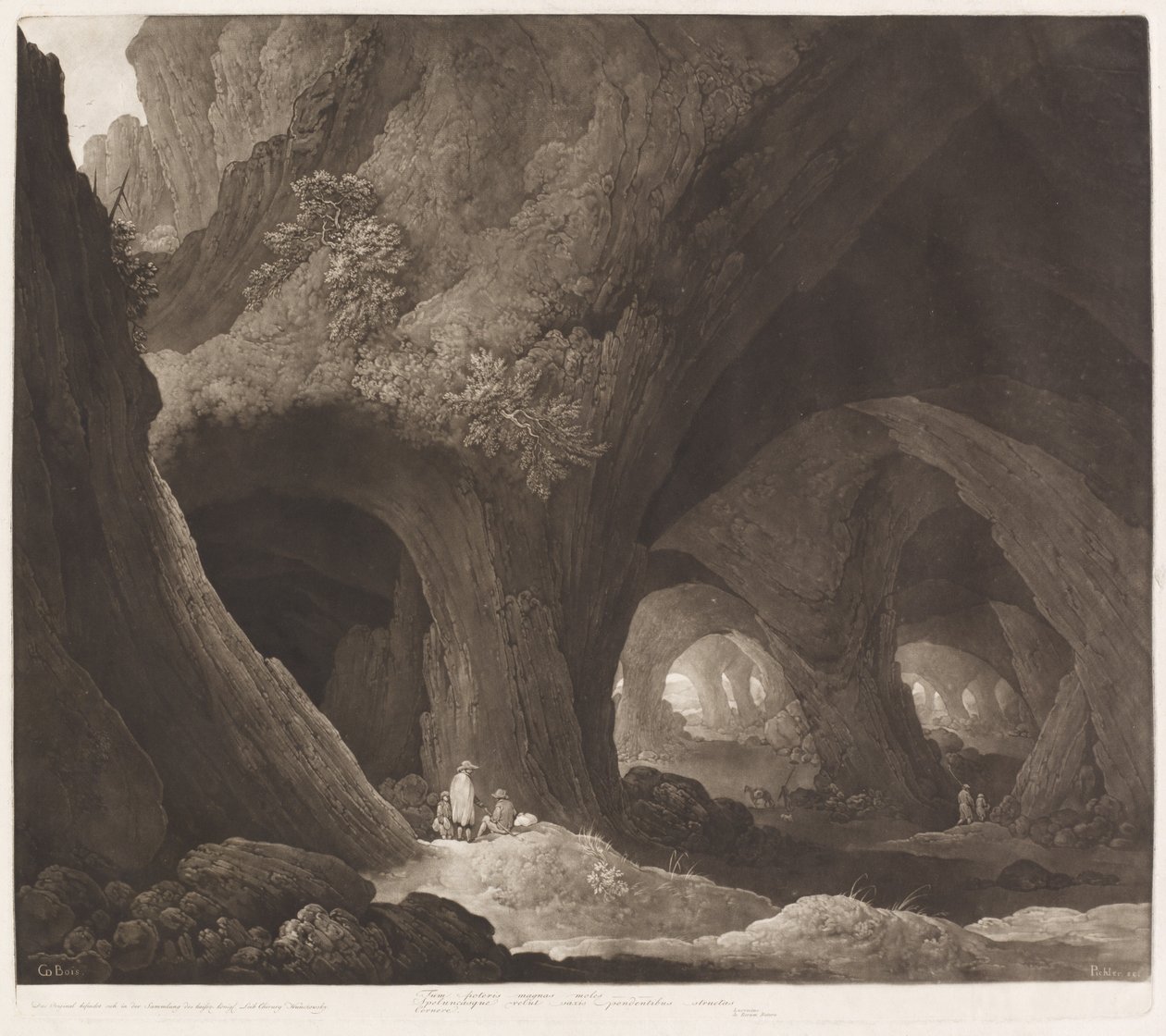 Reisende in gigantischen Höhlen von Johann Peter Pichler, after Guillam Dubois