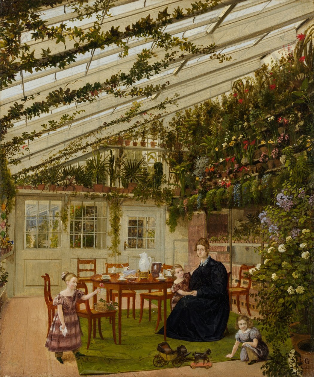 Die Familie von Herrn Westfal im Wintergarten, 1836 von Johann Philipp Eduard Gartner