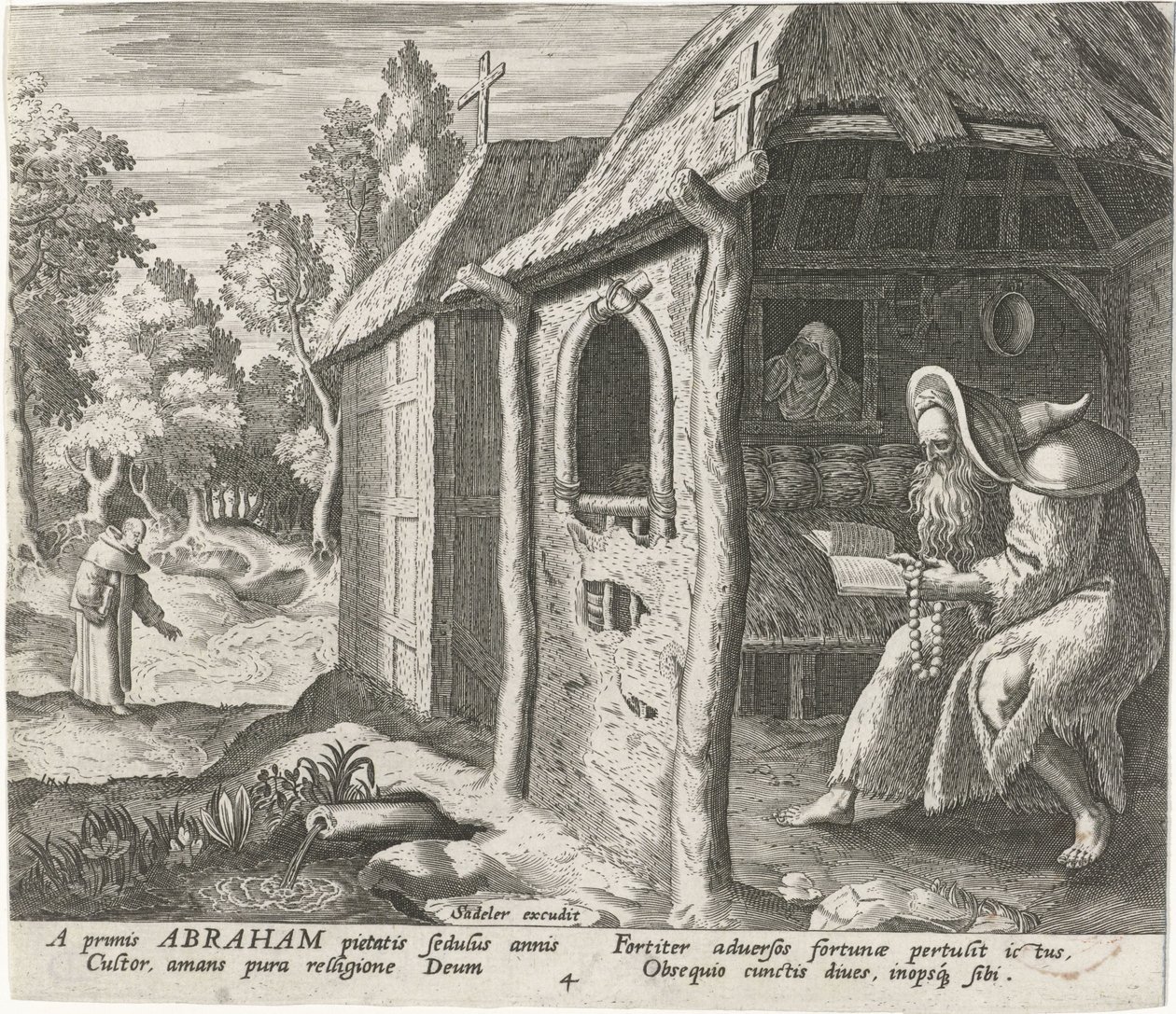 Abraham von Edessa als Einsiedler von Johann Sadeler (I)