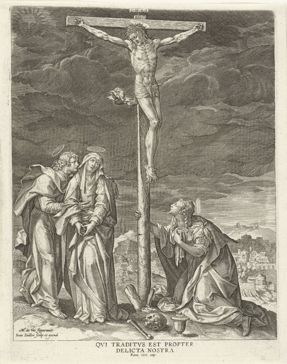 Christus am Kreuz (Serie: Leben von Christus, Evangelica Doctrinae) von Johann Sadeler (I)