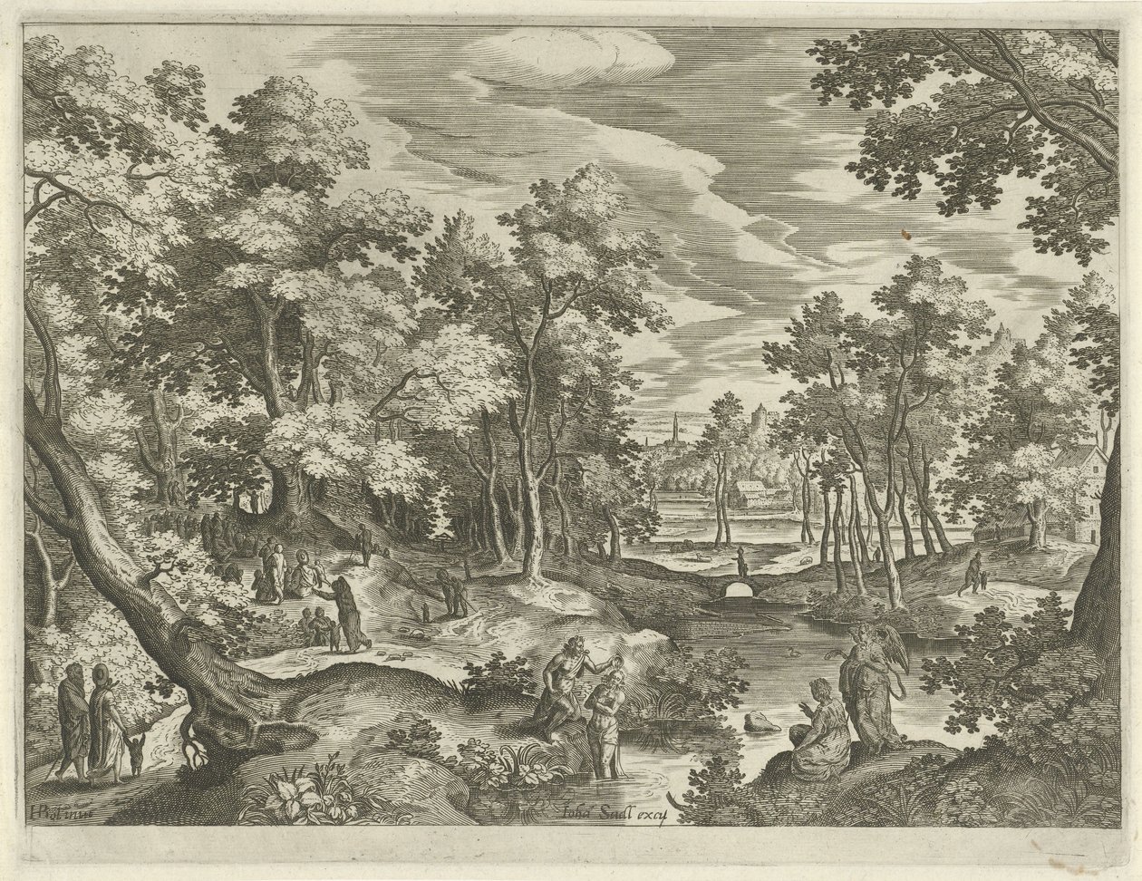Landschaft mit der Taufe Christi von Johann Sadeler (I)