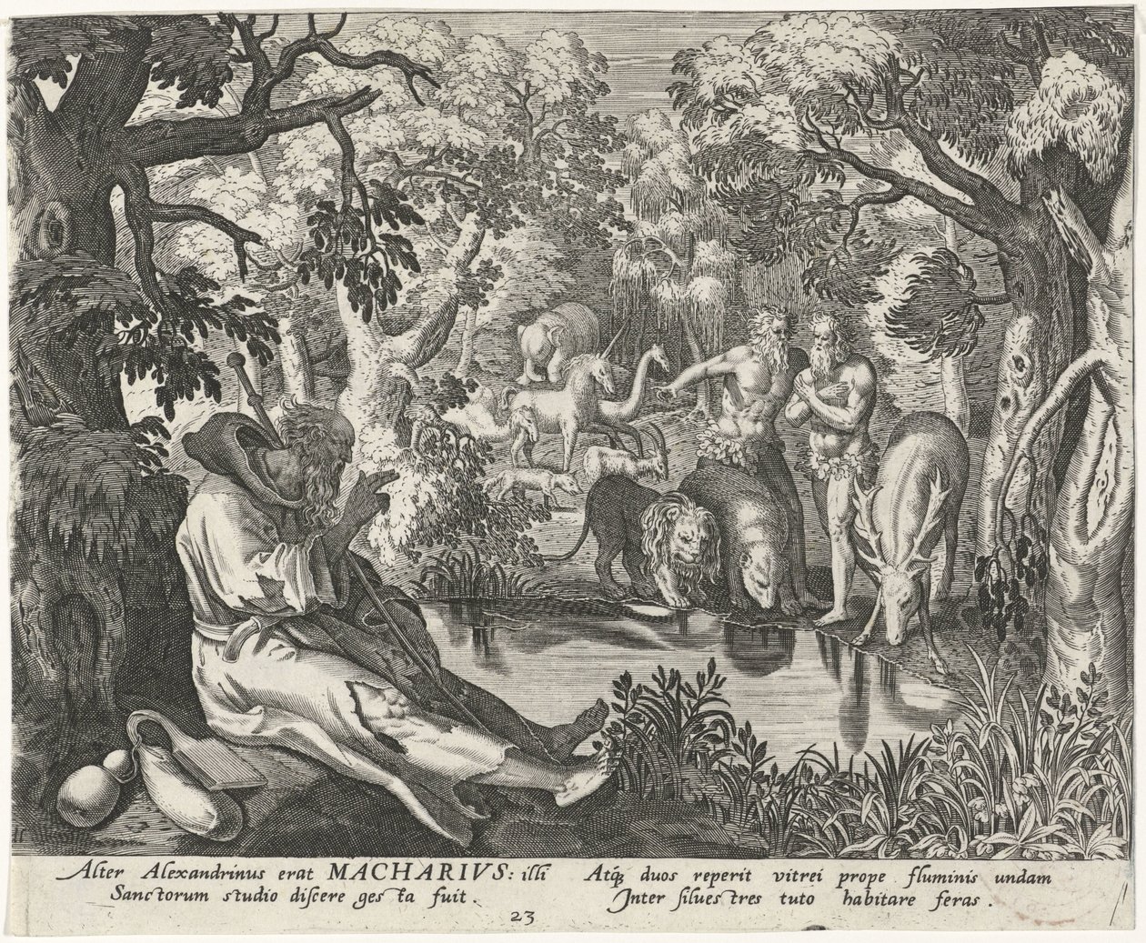 Makarios von Alexandria als Einsiedler von Johann Sadeler (I)