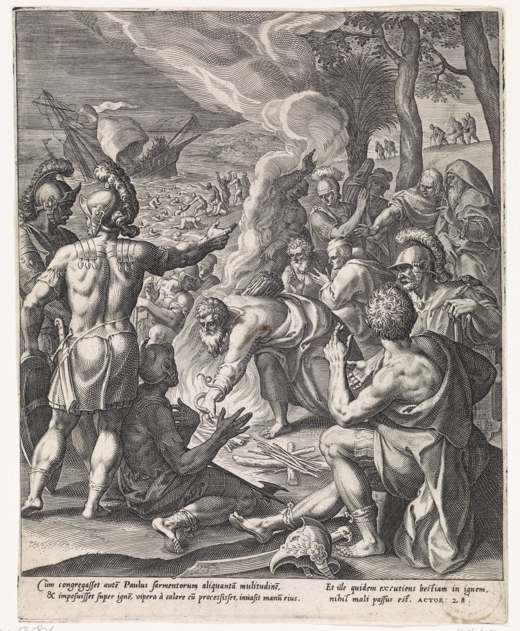 Paulus auf Malta von Johann Sadeler (I)