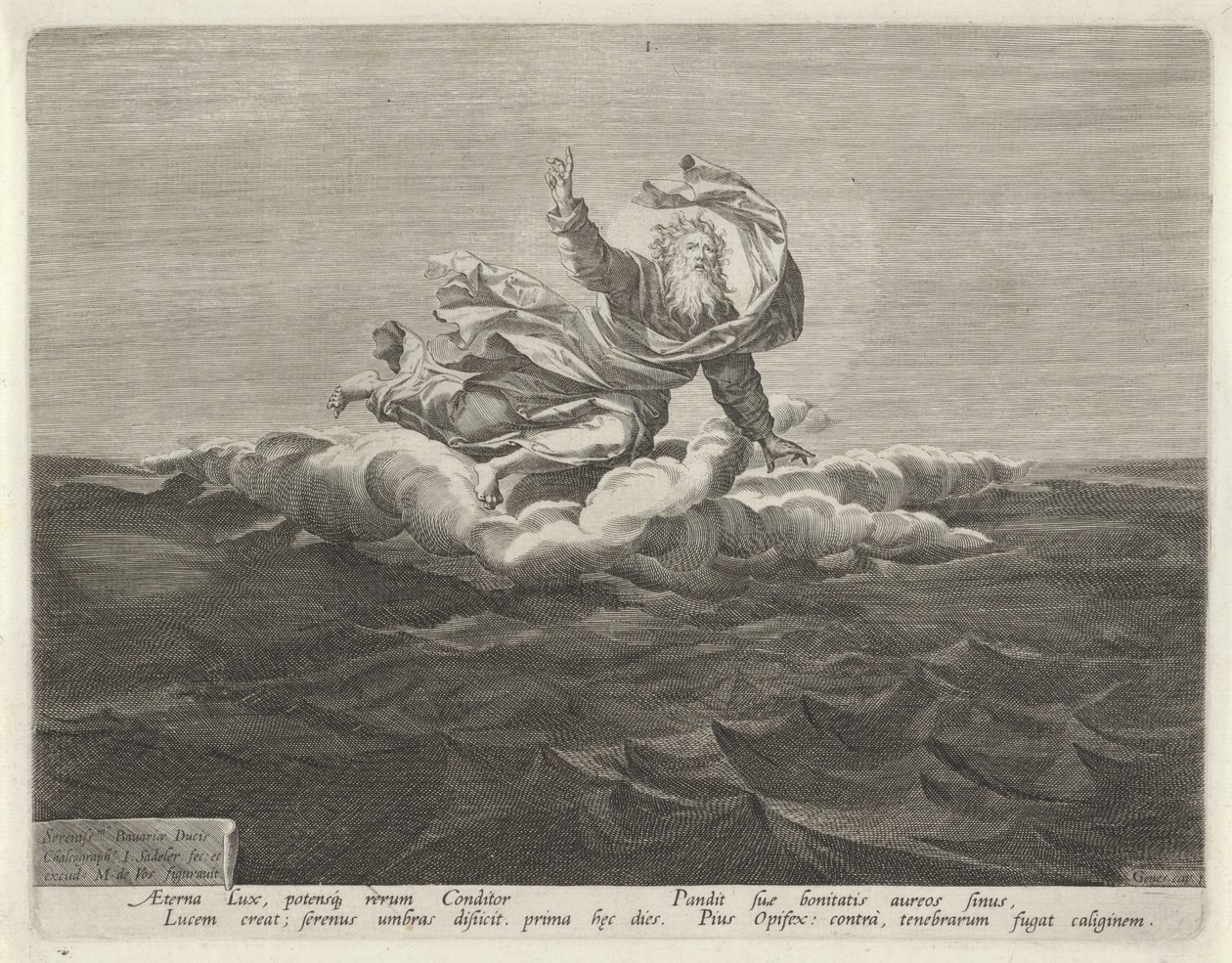 Schöpfung von Licht und Dunkelheit, Schöpfung der Welt (Serientitel) von Johann Sadeler (I)