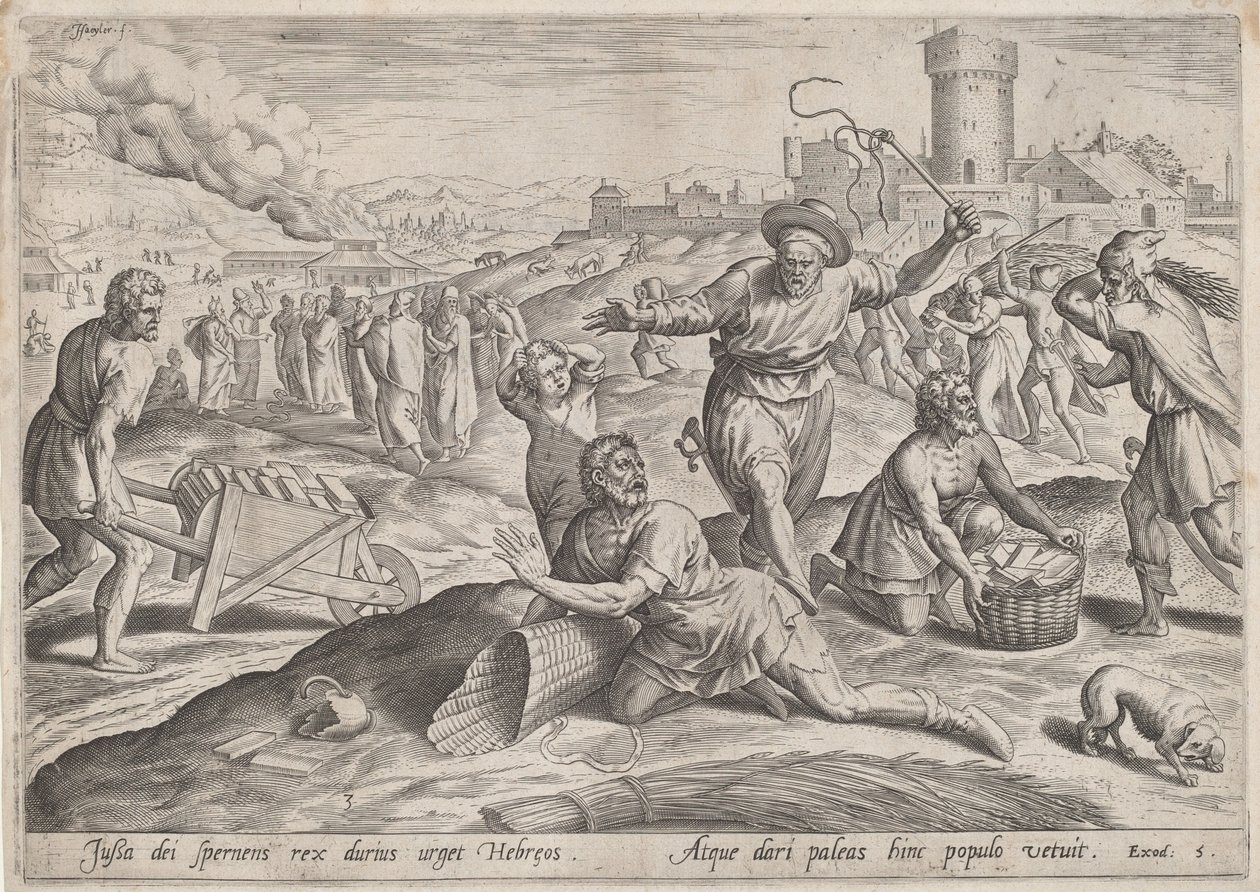 Der Aufseher des Pharao schlägt die Israeliten von Johann Sadeler I