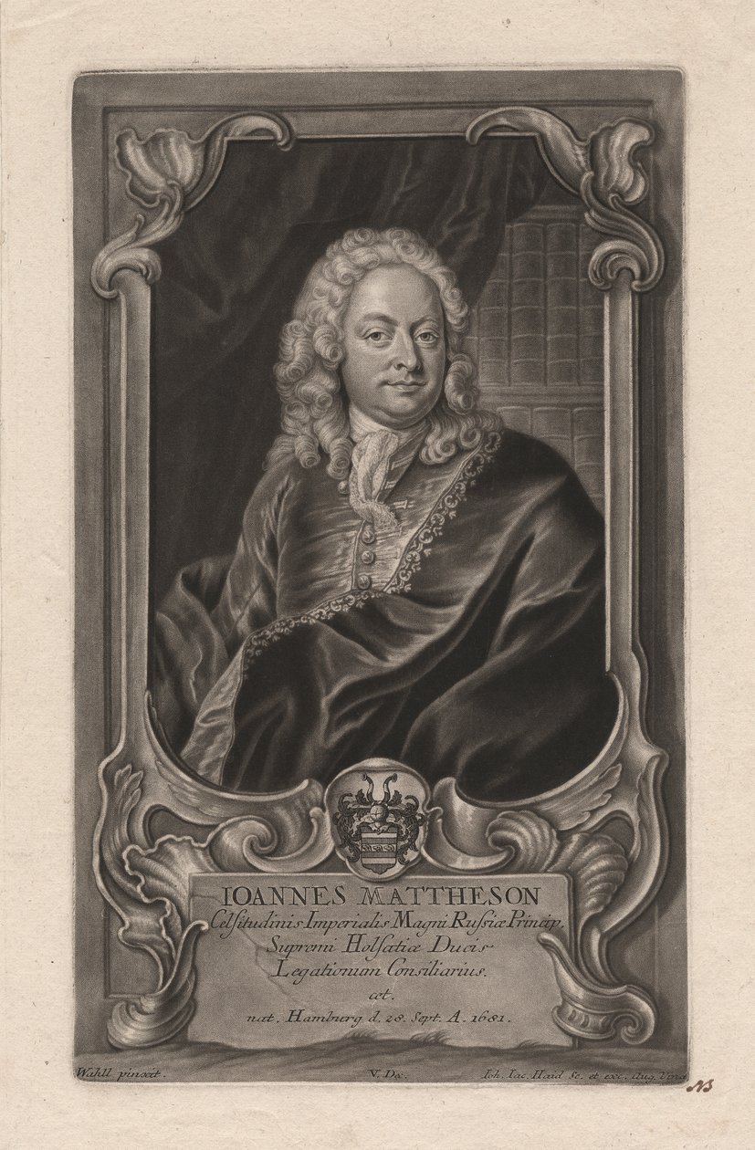 Johann Mattheson, graviert von Johann Jakob Haid (1704-67), um 1744 (Mezzotinto) von Johann Salomon Wahl