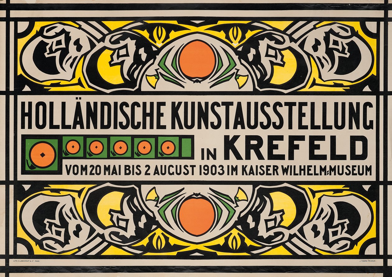 Plakat zur Werbung für die Niederländische Kunstausstellung im Kaiser Wilhelm Museum in Krefeld von Johan Thorn Prikker