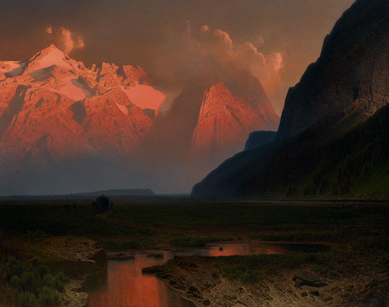 Das Loisachtal in den Bayerischen Alpen, um 1871 von Johann Wilhelm Julius Kohnholz
