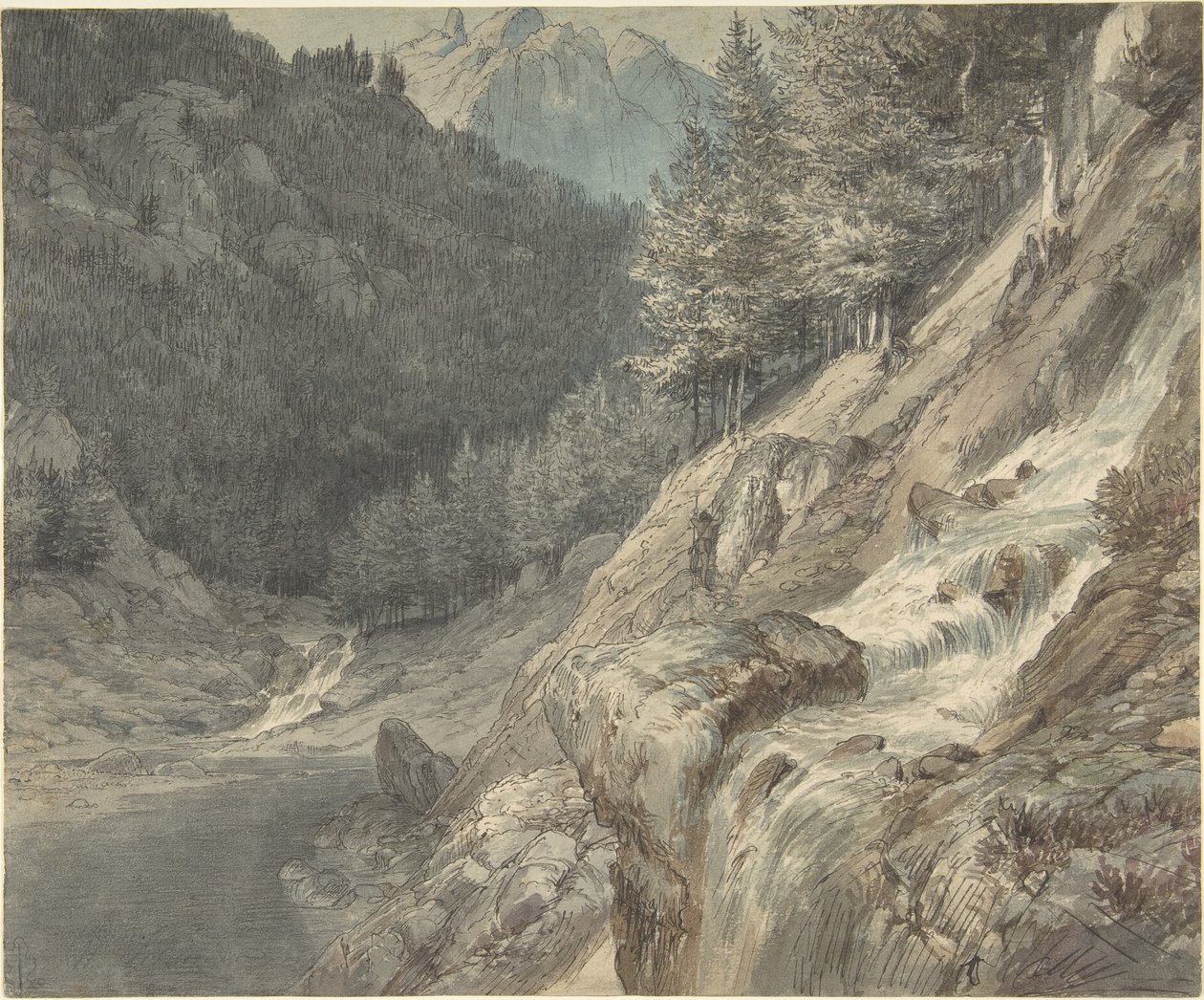Gebirgige Landschaft mit einem Fluss von Johann Wilhelm Schirmer