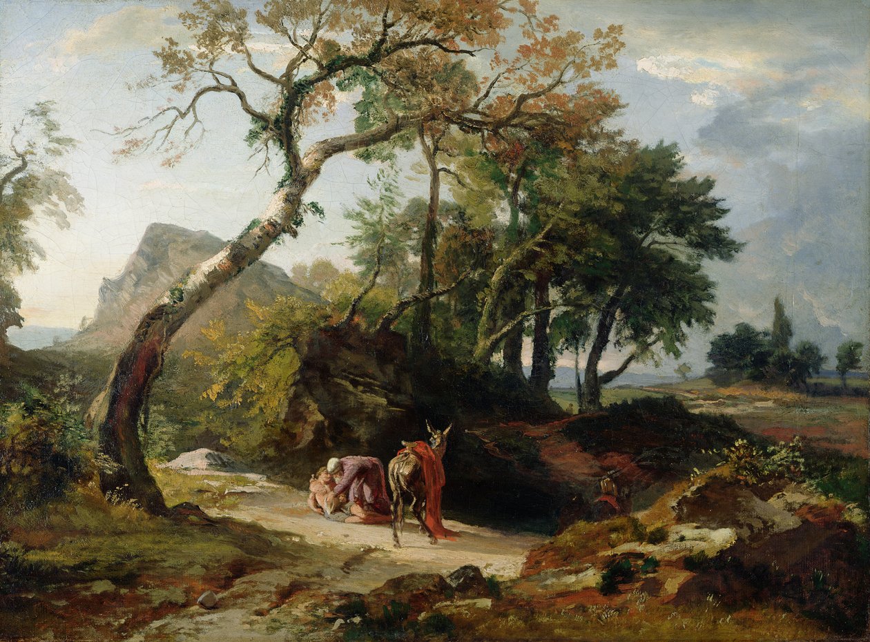 Die Rettung des Verletzten durch den barmherzigen Samariter (Abend) ca. 1856 von Johann Wilhelm Schirmer