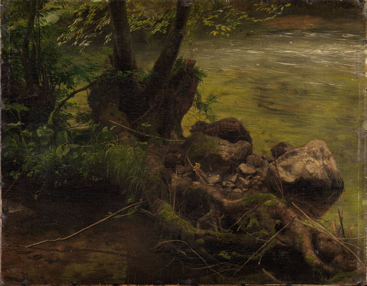 Wurzeln und Steine am Bach von Johann Wilhelm Schirmer
