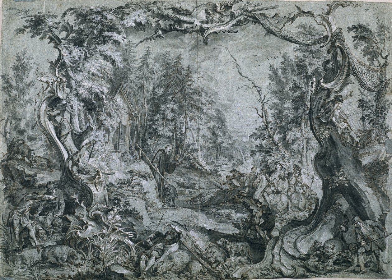 Heiliger Deicolus und der Eber, 1747-1748 von Johann Wolfgang Baumgartner