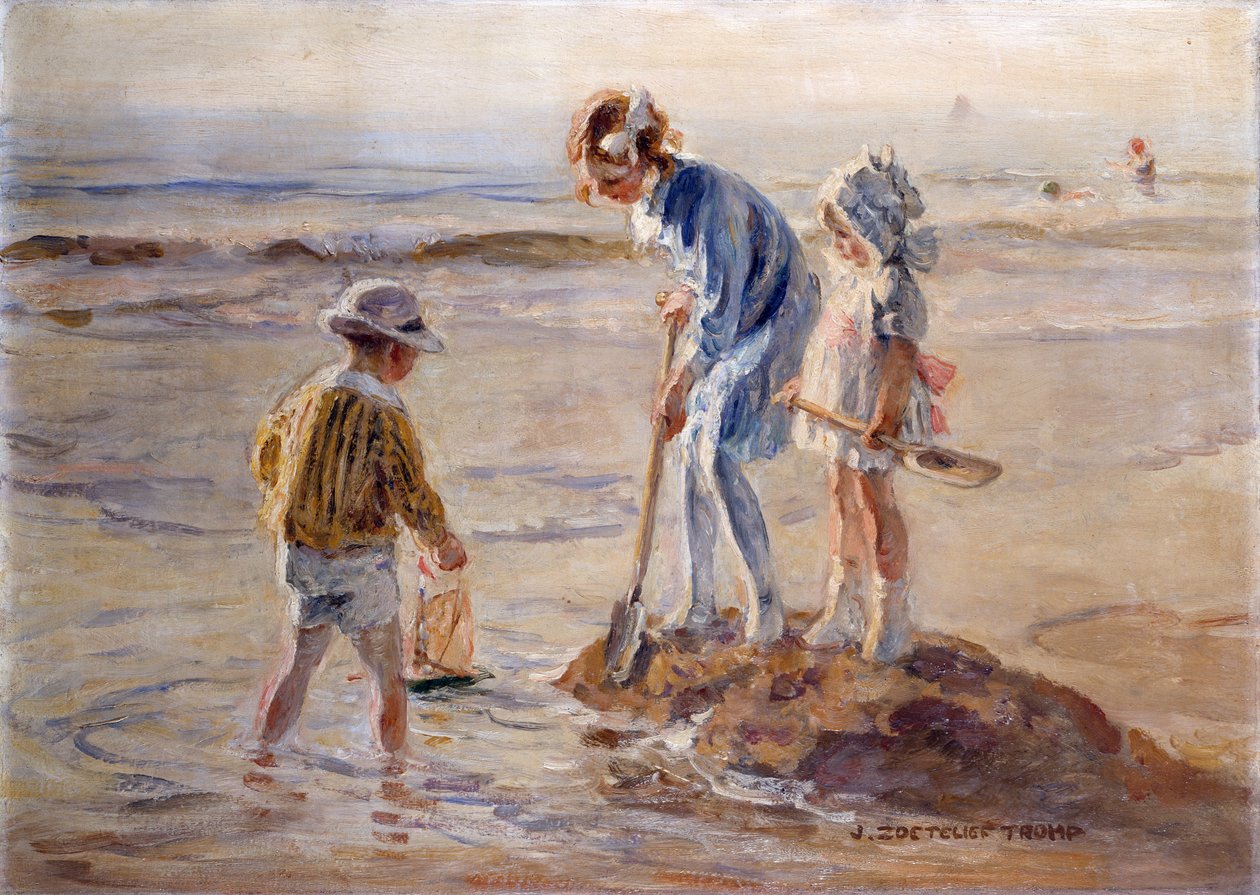 Spielen am Strand von Katwijk von Johann Zoetelief Tromp