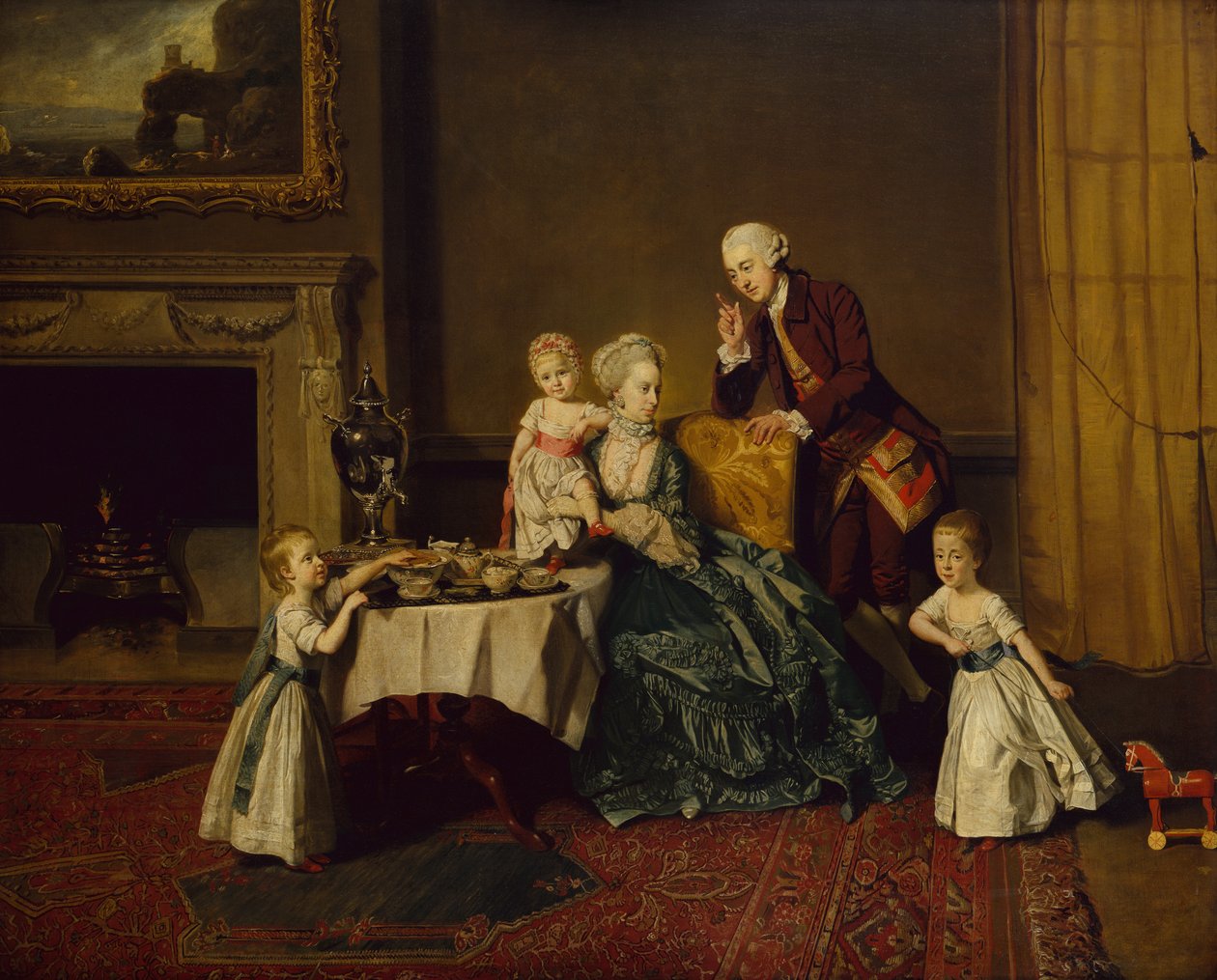Gruppenporträt von John, 14. Lord Willoughby de Broke und seiner Familie von Johann Zoffany