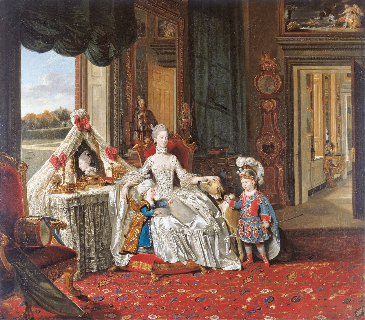 Königin Charlotte (1744-1818) mit ihren zwei ältesten Söhnen von Johann Zoffany