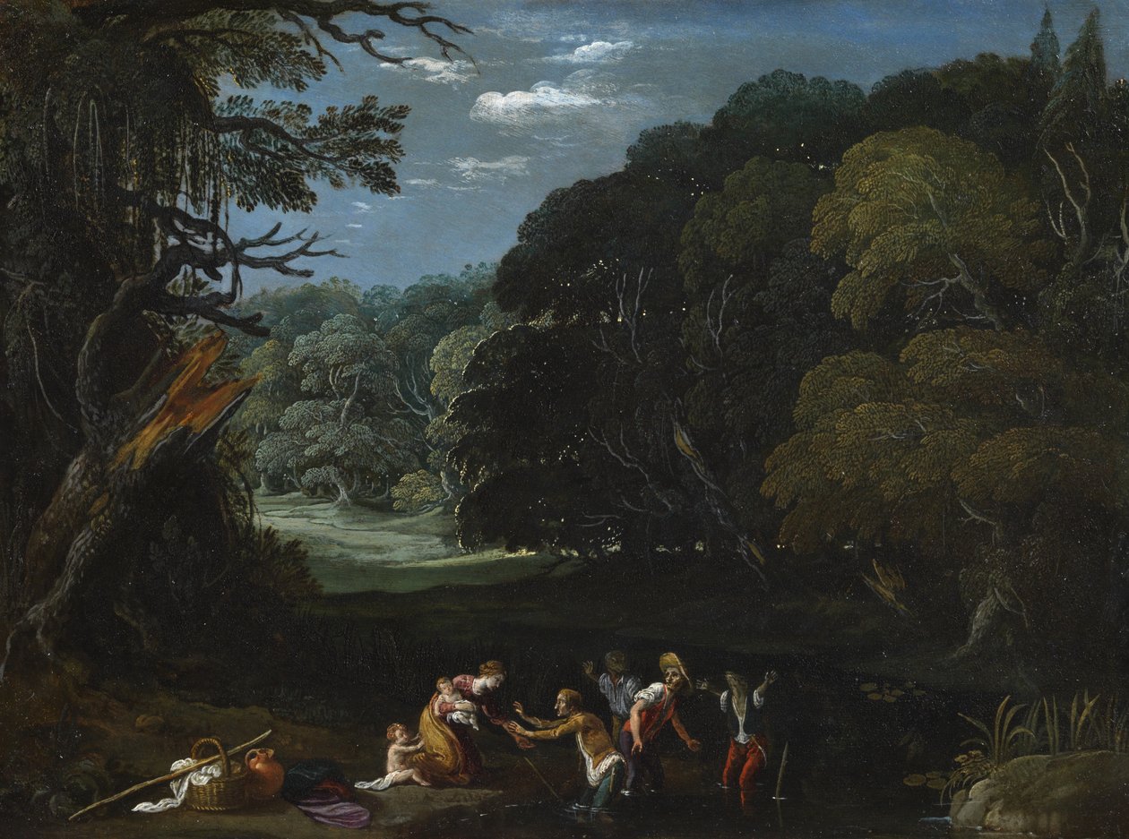 Latona verwandelt die lykischen Bauern in Frösche (nach Elsheimer?) von Johann or Hans (attr.to) Konig