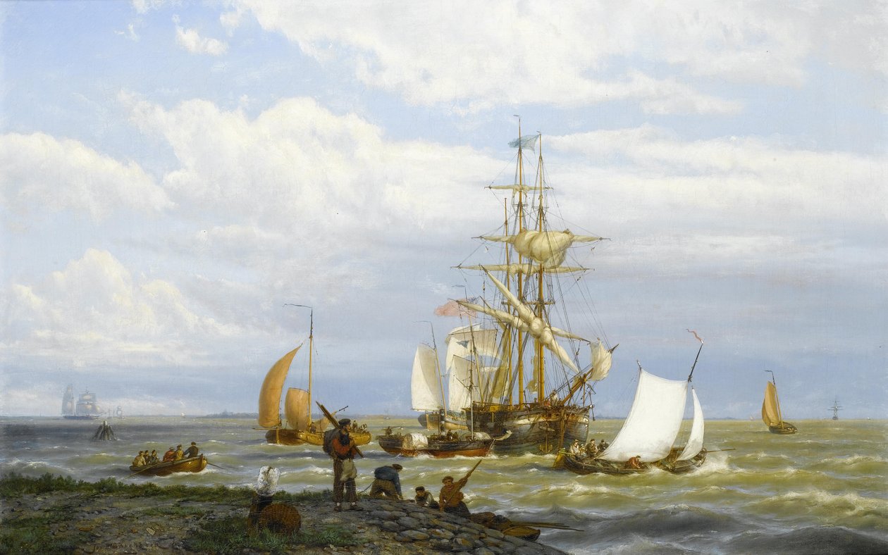 Ein geschäftiges Mündungsgebiet von Johannes Hermann Barend Koekkoek