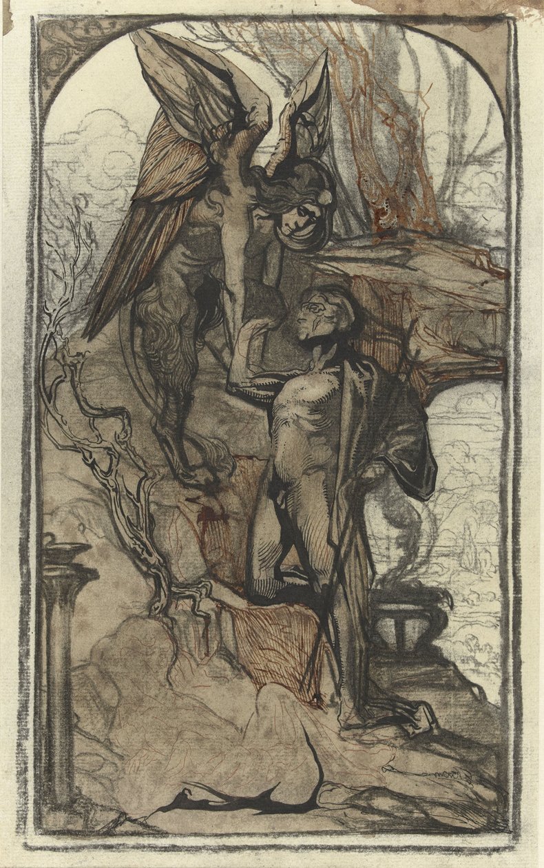 Ödipus und der Phönix, Zeichnung von Johannes Josephus Aarts (1881 - 1934) von Johannes Josephus Aarts