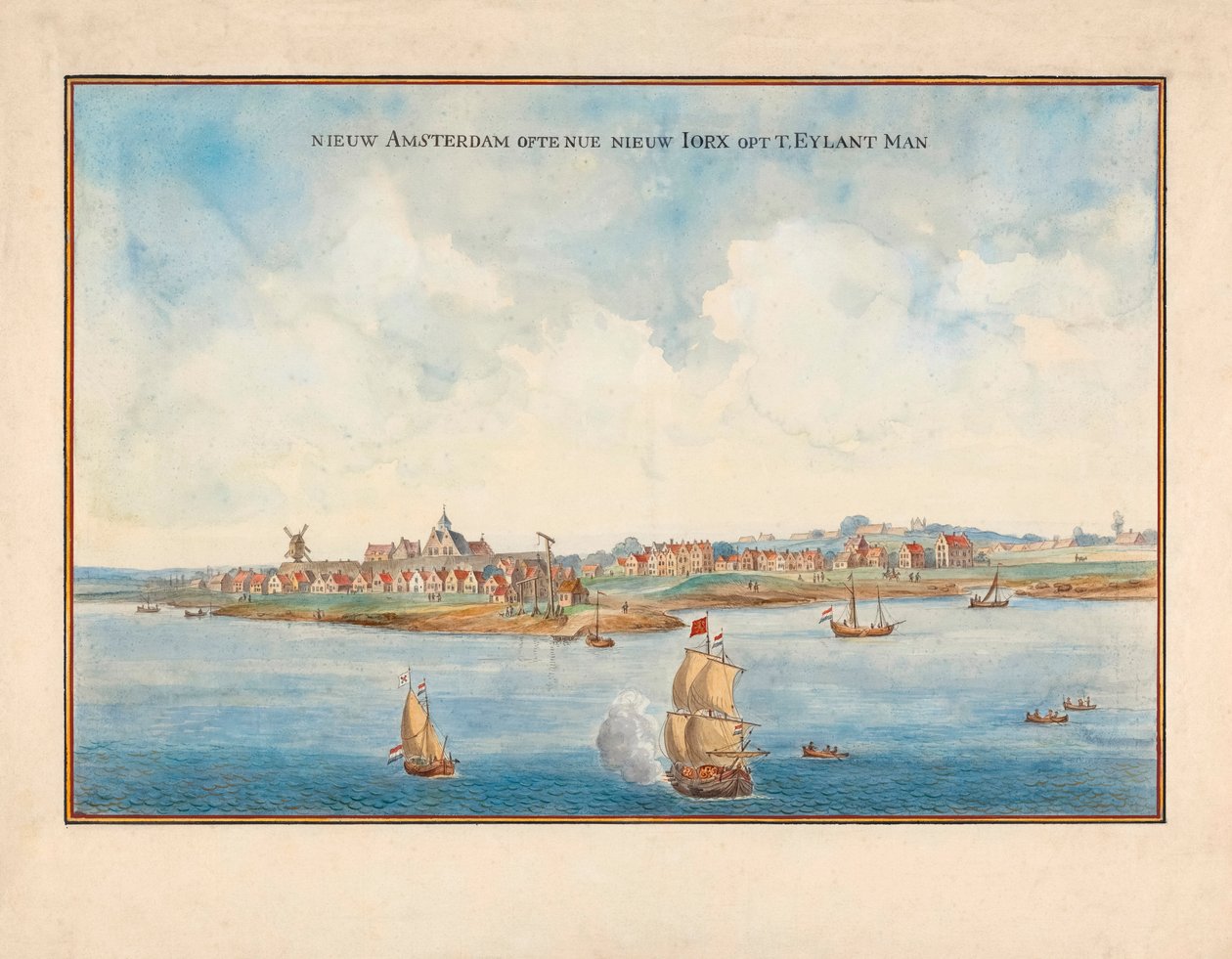 New York vom Meer aus im 17. Jahrhundert von Johannes (after) Vingboons