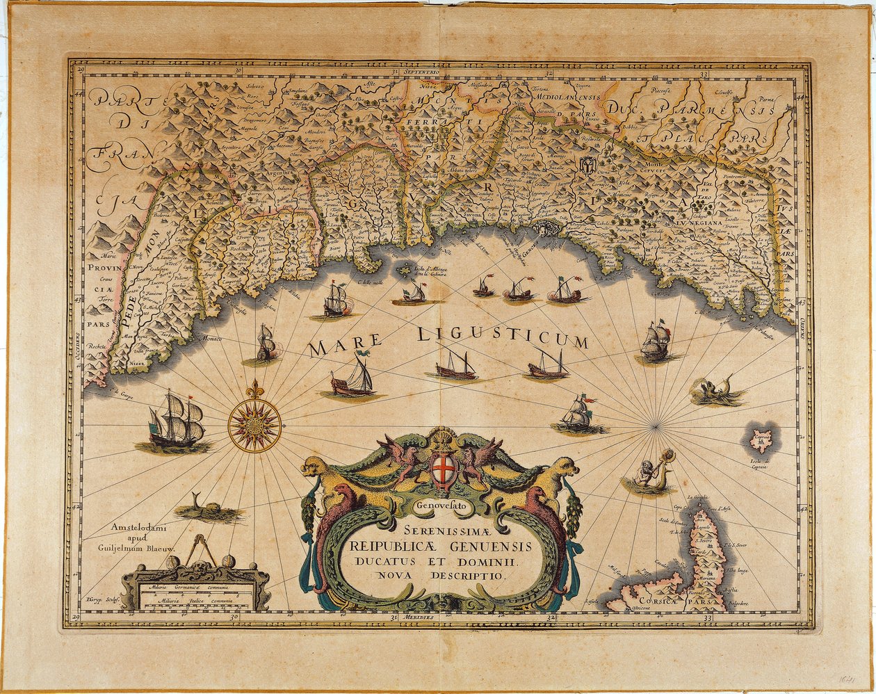 Republik Genua, Karte von Jan Baptist Vrients, Kupferstich von Johannes Baptista Vrints