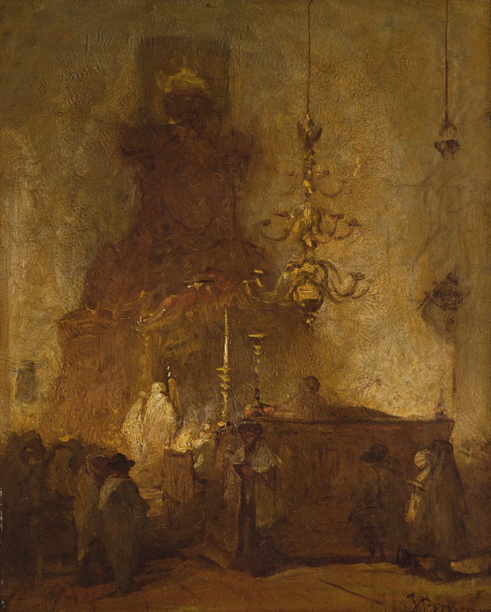 Innenansicht einer deutschen Synagoge in Den Haag, 1875-80 von Johannes Bosboom