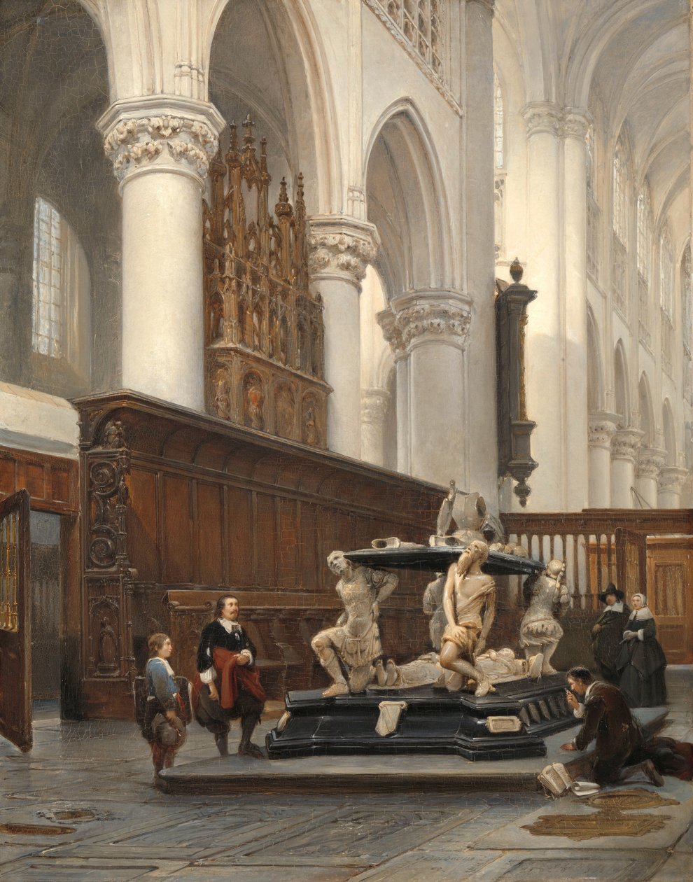 Der Chor der O.L.-Vrouwekerk in Breda mit dem Grab von Engelbert II. von Nassau von Johannes Bosboom
