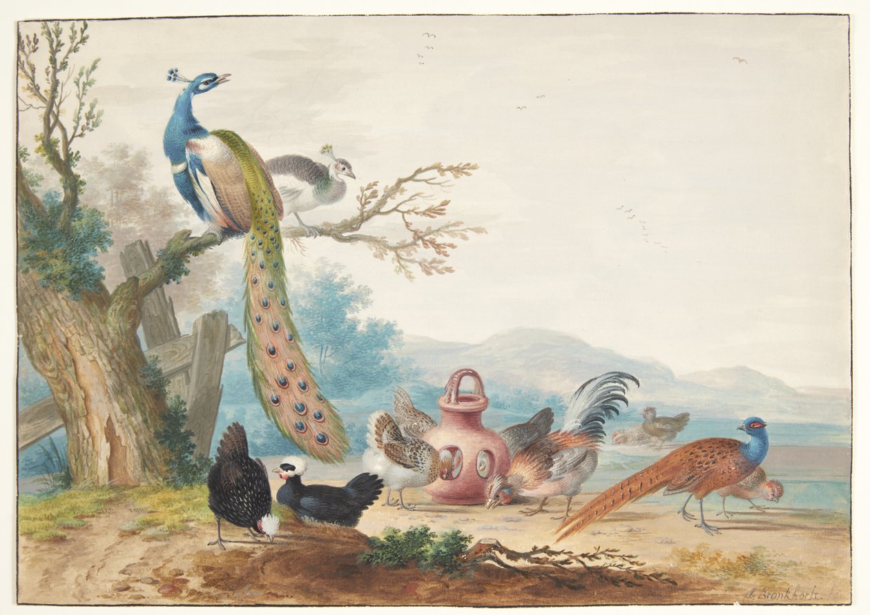 Landschaft mit Vögeln von Johannes Bronckhorst