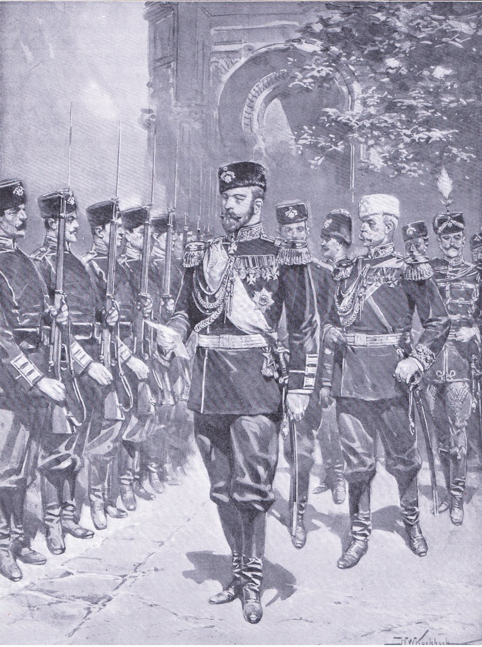 Seine Kaiserliche Majestät der Zar, Illustration aus Cassells Geschichte des Russisch-Japanischen Krieges Band 1, ca. 1900 von Johannes Hermann Barend Koekkoek