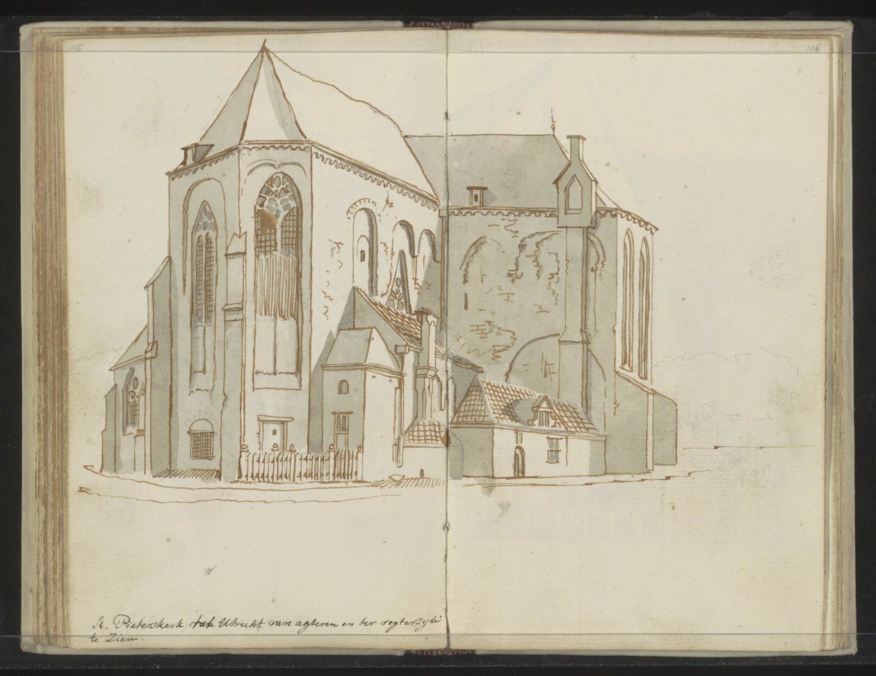 Rechte und Rückseite der Pieterskerk in Utrecht von Johannes Huibert Prins