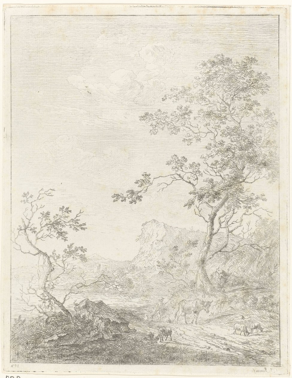 Berglandschaft mit Hirte und Vieh auf dem Weg von Johannes Janson