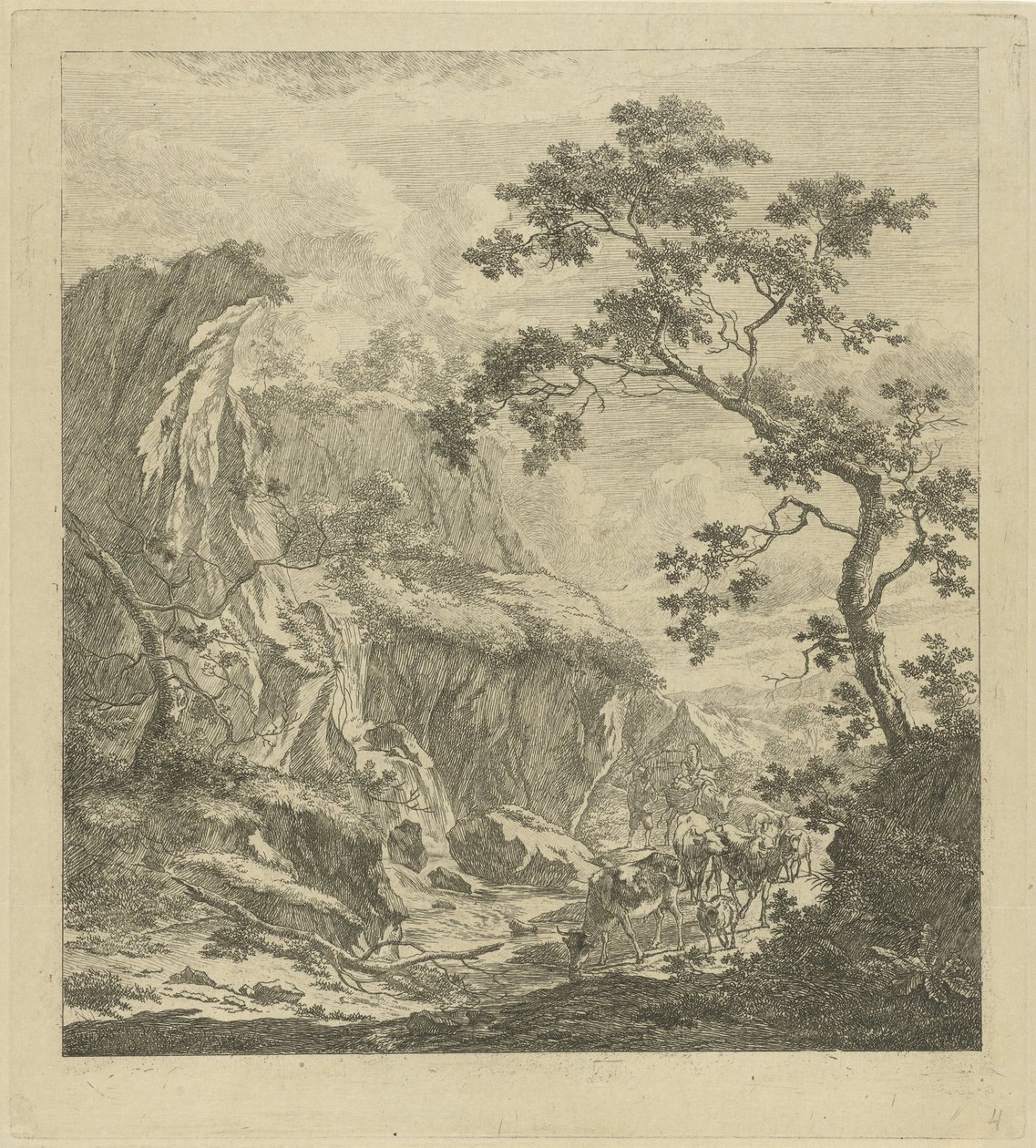 Bergige Landschaft mit Vieh von Johannes Janson
