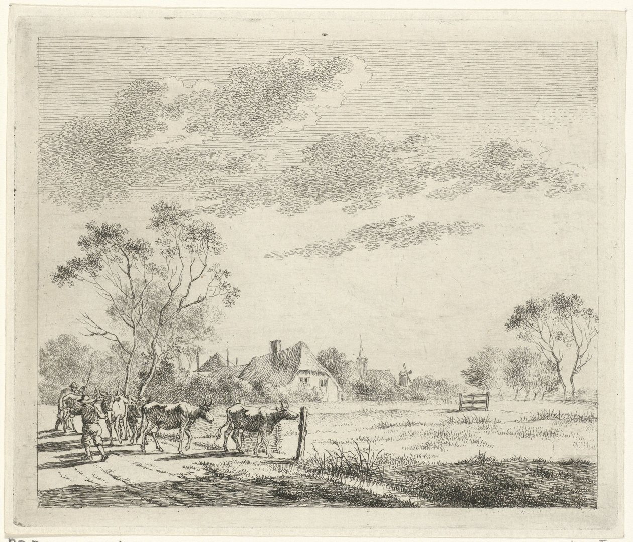 Landschaft mit Bauernhof und Kühen von Johannes Janson