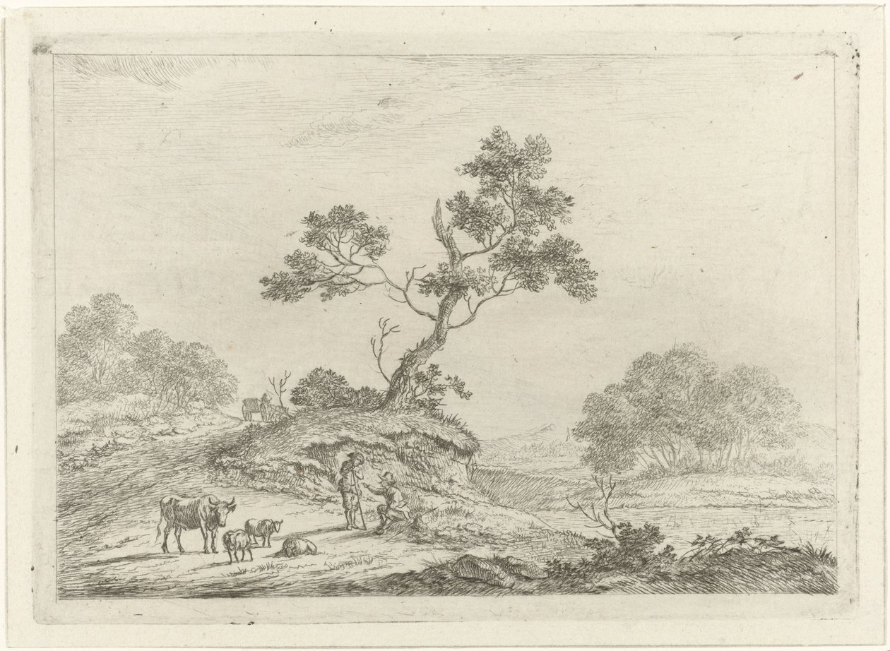 Landschaft mit Hirten im Gespräch von Johannes Janson