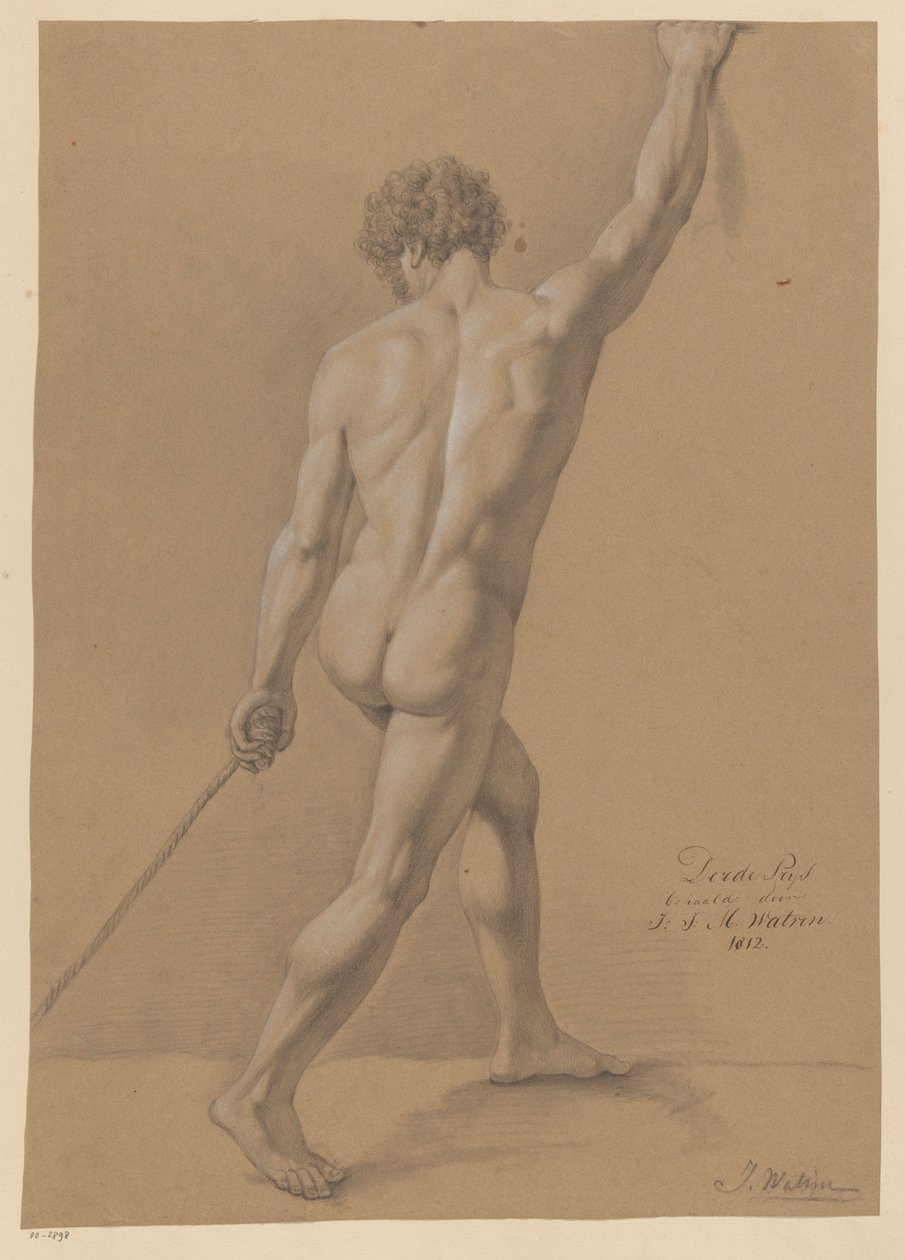 Stehender männlicher Akt, von hinten gesehen (3. Preis 1812) von Johannes Joseph Maria Watrin