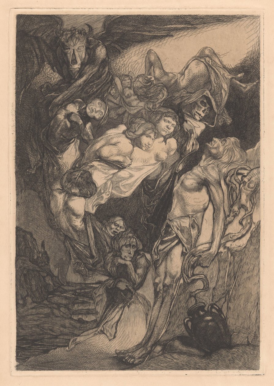 Halbnackter Mann mit Monstern und Fantasiewesen von Johannes Josephus Aarts