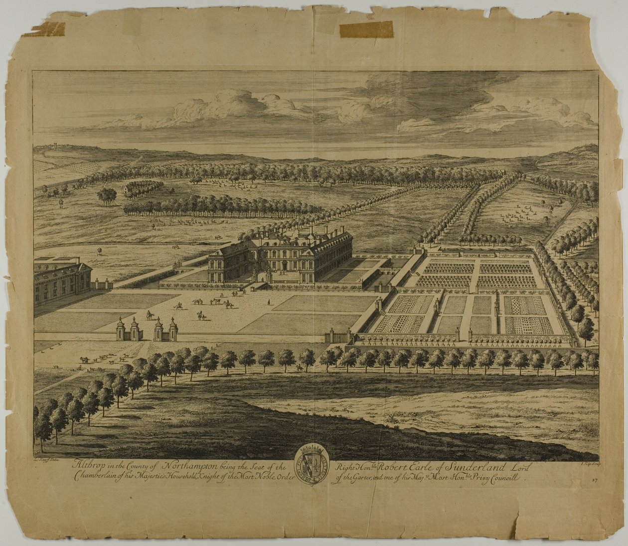 Althrop in der Grafschaft Northampton, Tafel 27 aus Britannia Illustrata von Johannes Kip