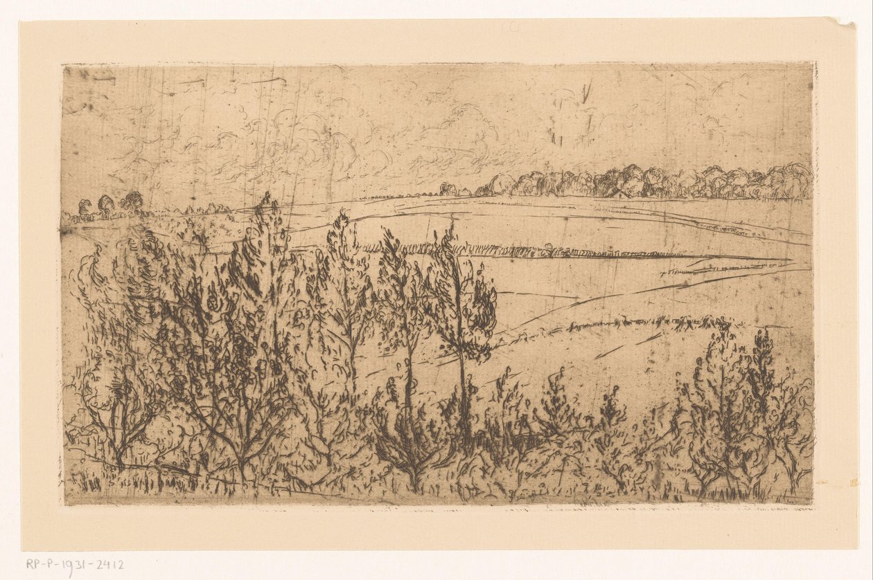 Landschaft mit Feldern und Bäumen von Johannes Löhr