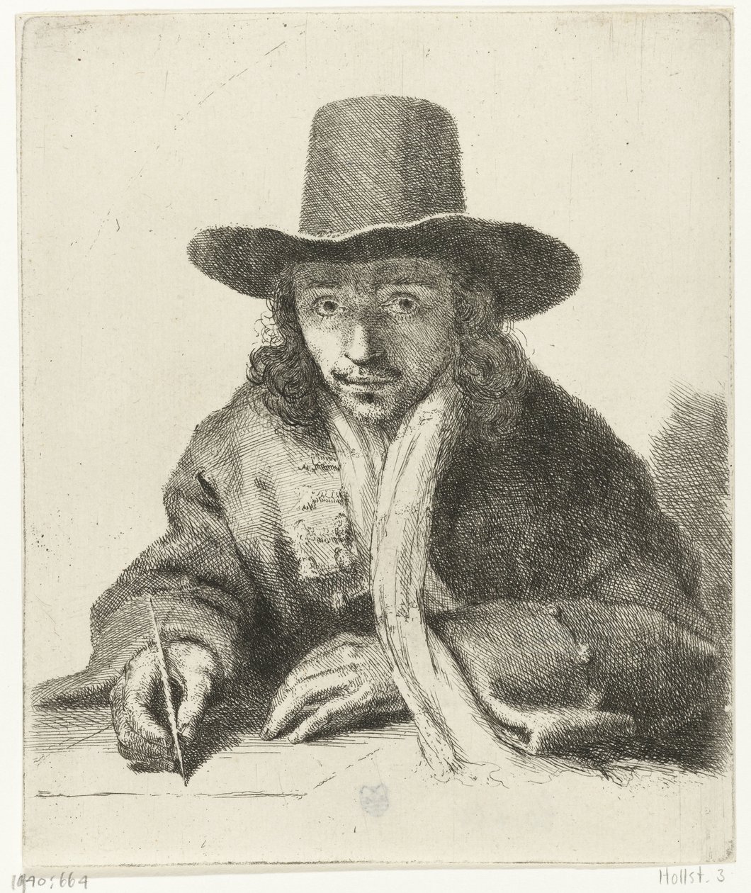 Selbstporträt von Johannes Lutma, zeichnend von Johannes  Lutma
